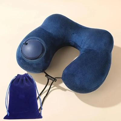 Uplift Picks Inflatable Travel Pillow U Shaped Neck Support Portable Air Pillow navy Blue
