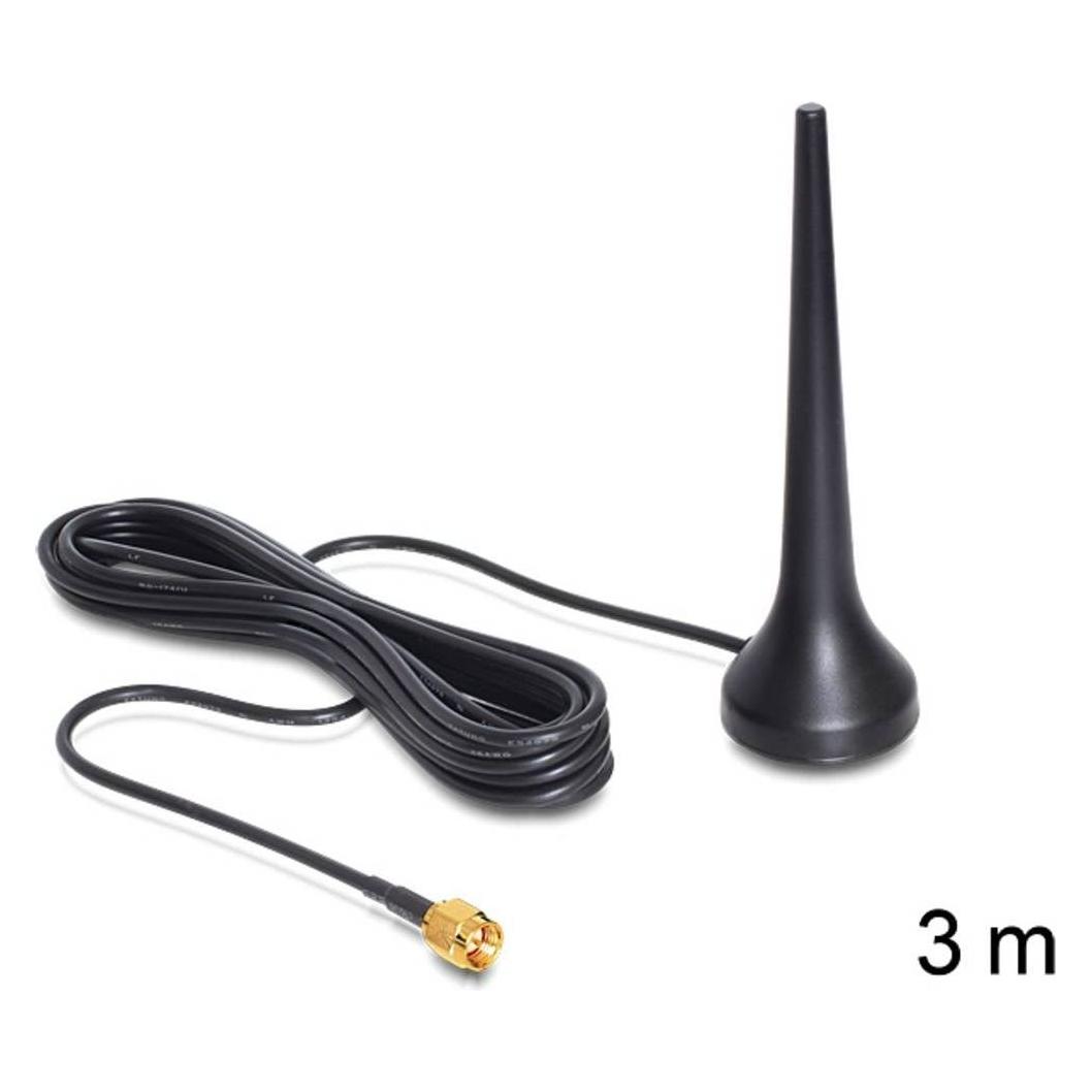 Delock GSM UMTS Sixband Antenne SMA 2 dBi omnidirektional mit magnetischem Standfuss starr schwarz (GSM) (88690)