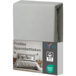NYVI Spannbettlaken DreamScience Frottee - Warm und Kuschelig, hohe Feuchtigkeitsaufnahme, schnell trocknend - Frottier Spannbetttuch Bettlaken Farbe:silber;Größe:140x200 - 160x200 cm