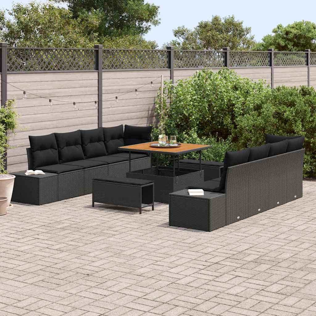 vidaXL Ensemble de canapé de jardin Noir Poly rotin