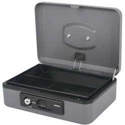 PAVO Deluxe Geldkassette mit praktischer Öffnungsfunktion 250mm silber