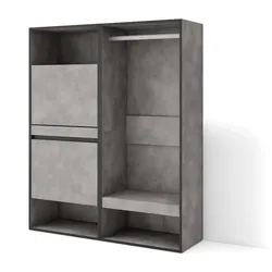 SKRAUT HOME Schuhschrank, Platzsparender Schrank, 120x35x145 cm, Schlafzimmer, Offener Schrank, Moderner Stil, Zementgrau _ 460_17