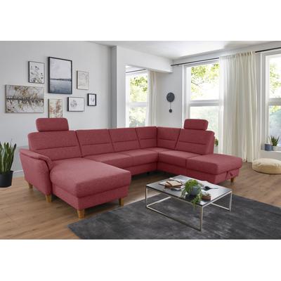 Wohnlandschaft HOME AFFAIRE "Palmera U-Form, B: 308 cm", lila (chianti), B:308cm H:89cm T:212cm, 100% Polyester;Struktur (100% Polyester);Luxus-Microfaser in Lederoptik (100% Polyester), Sofas, Wohnlandschaft, optional Bettfunktion & Bettkasten,...