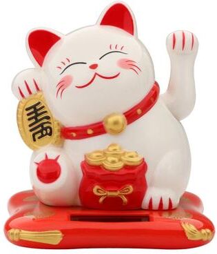 Uplift Treasures 2.5 Inch Solar Powered Waving Lucky Cat Figurine white