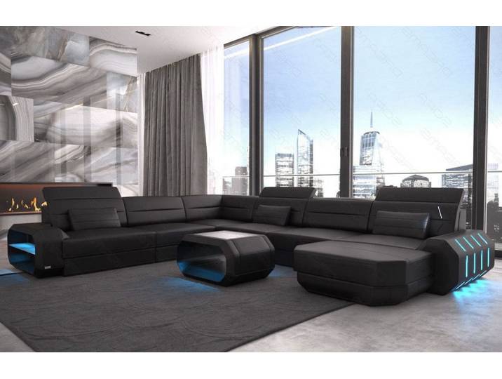 XL Wohnlandschaft Roma U-Form in Leder