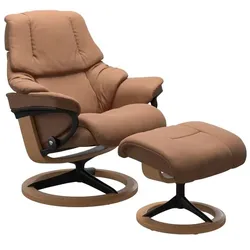 Stressless Sessel mit Hocker Reno Signature Leder Braun Batick Latte M (Medium)