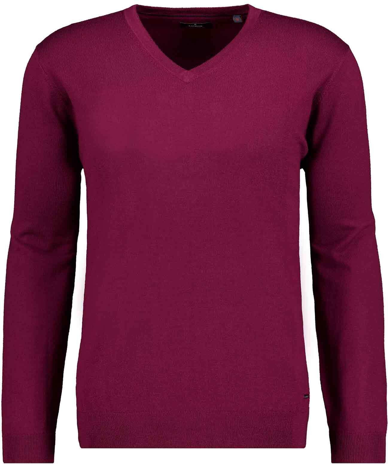 Rundhalspullover RAGMAN, Herren, Gr. 58, rot (portwein, 696), Strick, 100% Wolle, ohne Ausschnitt, Pullover Rundhalspullover