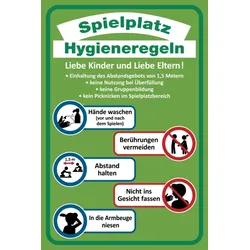 Spielplatzschild, Hygieneregeln, Aluverbund, 600 x 400 mm - 400x600x2 mm Aluverbund