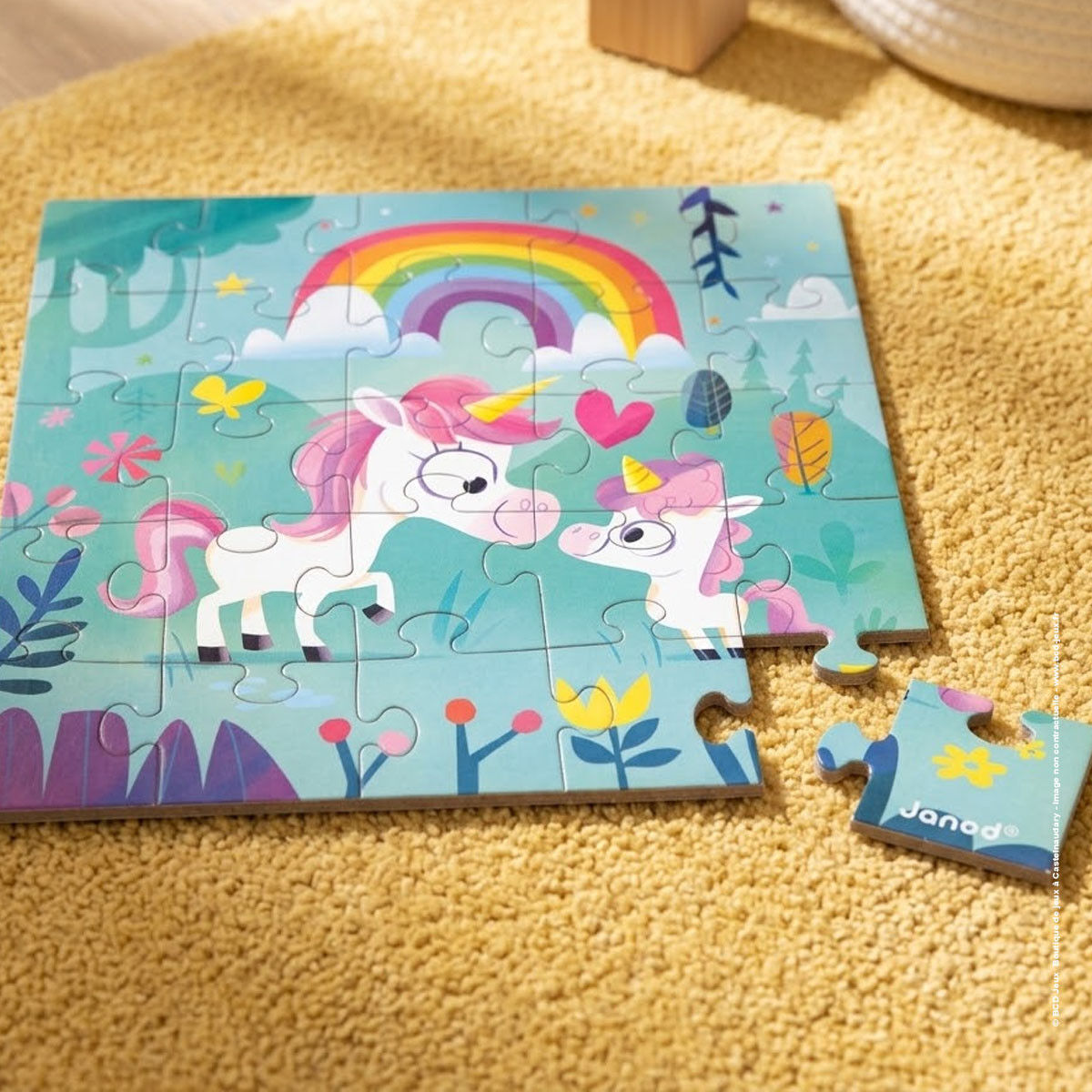 Carte Puzzle Licorne maman et bébé 25 pcs - Janod