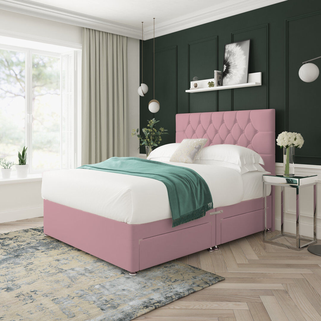 17 Stories Upholstered Bed Pink Small Double (4')