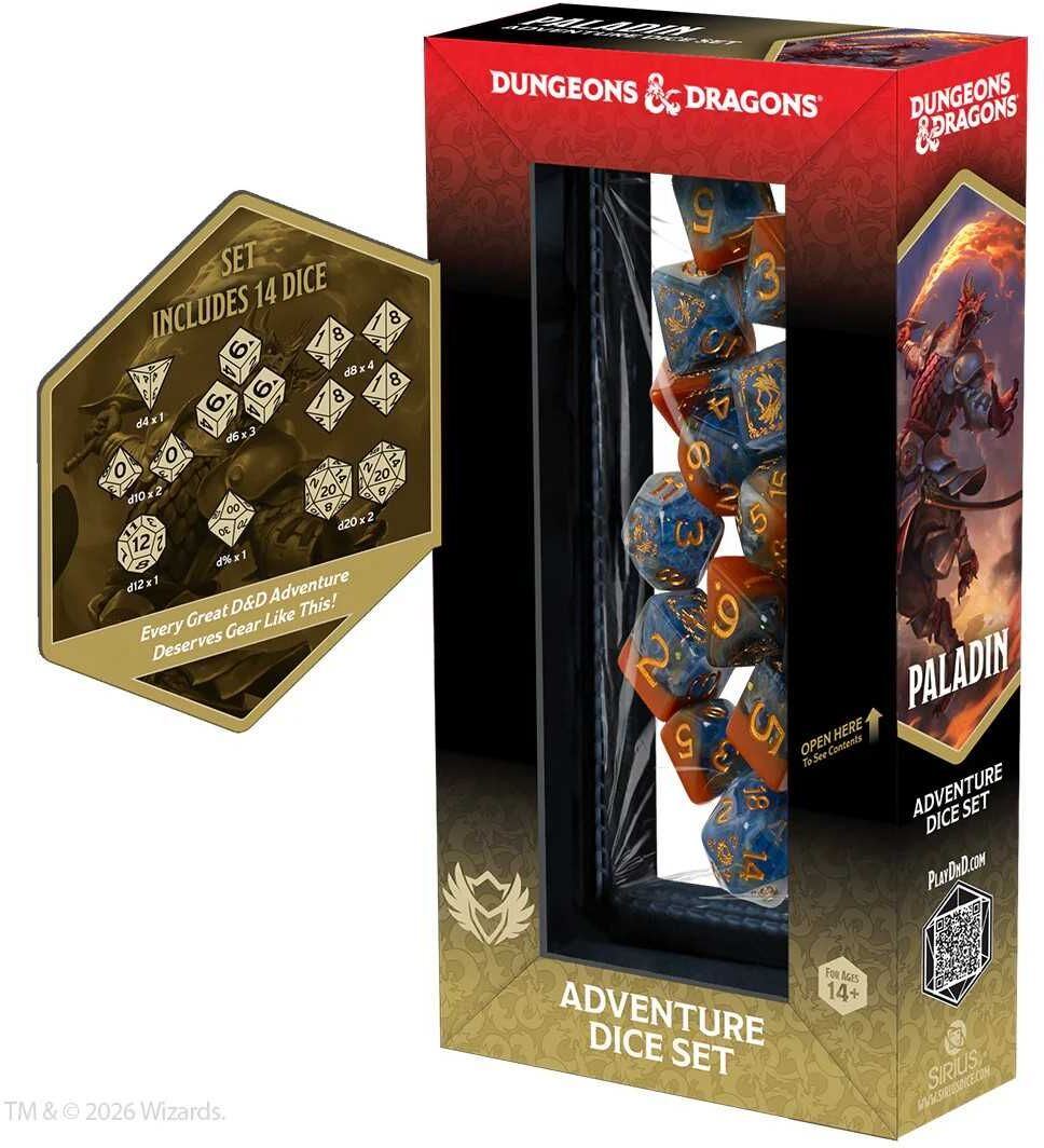 Dungeons ; Dragons Adventure Dice Set - Paladin (Orange, Blue) by Sirius Dice
