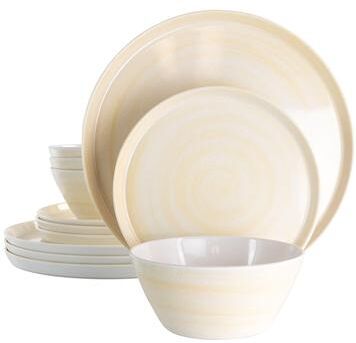 Elama Crafted Clay 12 pc Lightweight Melamine Dinnerware Set