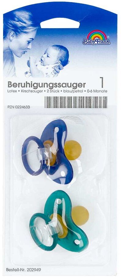 Beruhigungssauger Kirsche Lat.0-6 M.blau/petrol