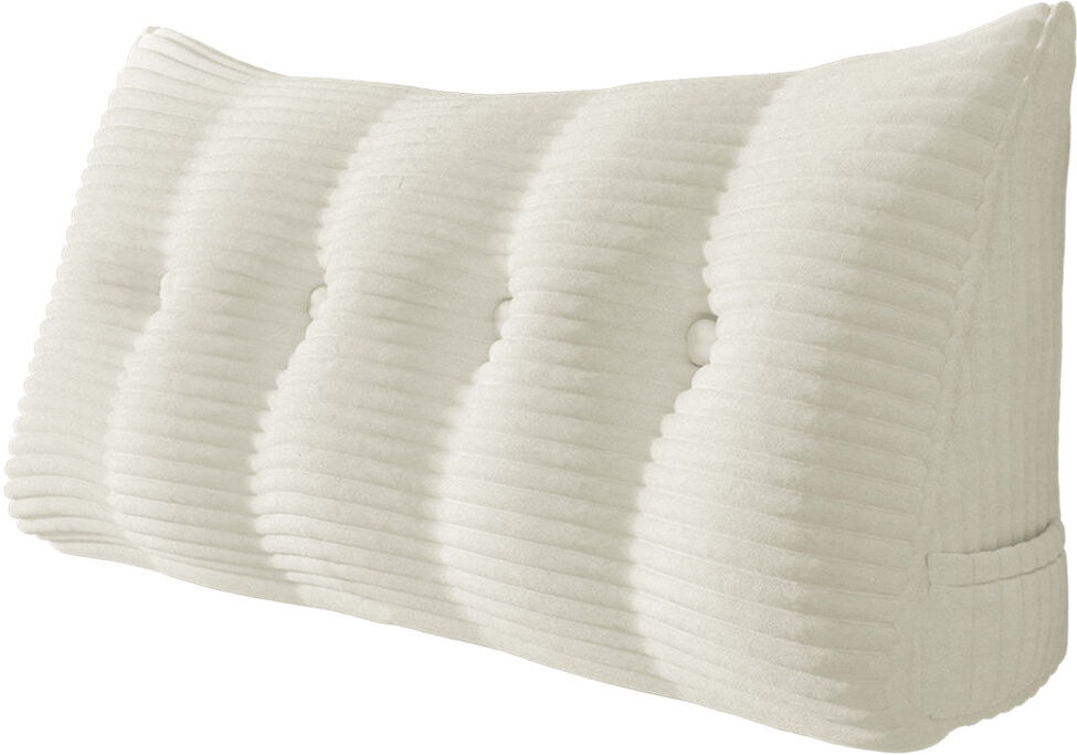 WOWMAX Corduroy Backrest Pillow White 50cm H x 140cm W