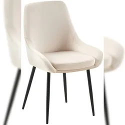 Proregal CHEFGASTRO Esszimmerstuhl GUADALAJARA Samt Schwarz HxBxT 86x50x53cm Samt Creme Küchenstuhl