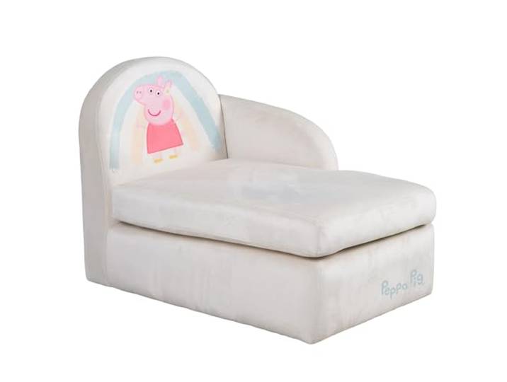 roba Canapé Bébé en Velours Peppa Pig - Méridienne pour Enfant dès 18 Mois - Assise Confortable avec Accotoir et Dossier - Facile à Nettoyer - Chauffeuse Beige / Motif Truie