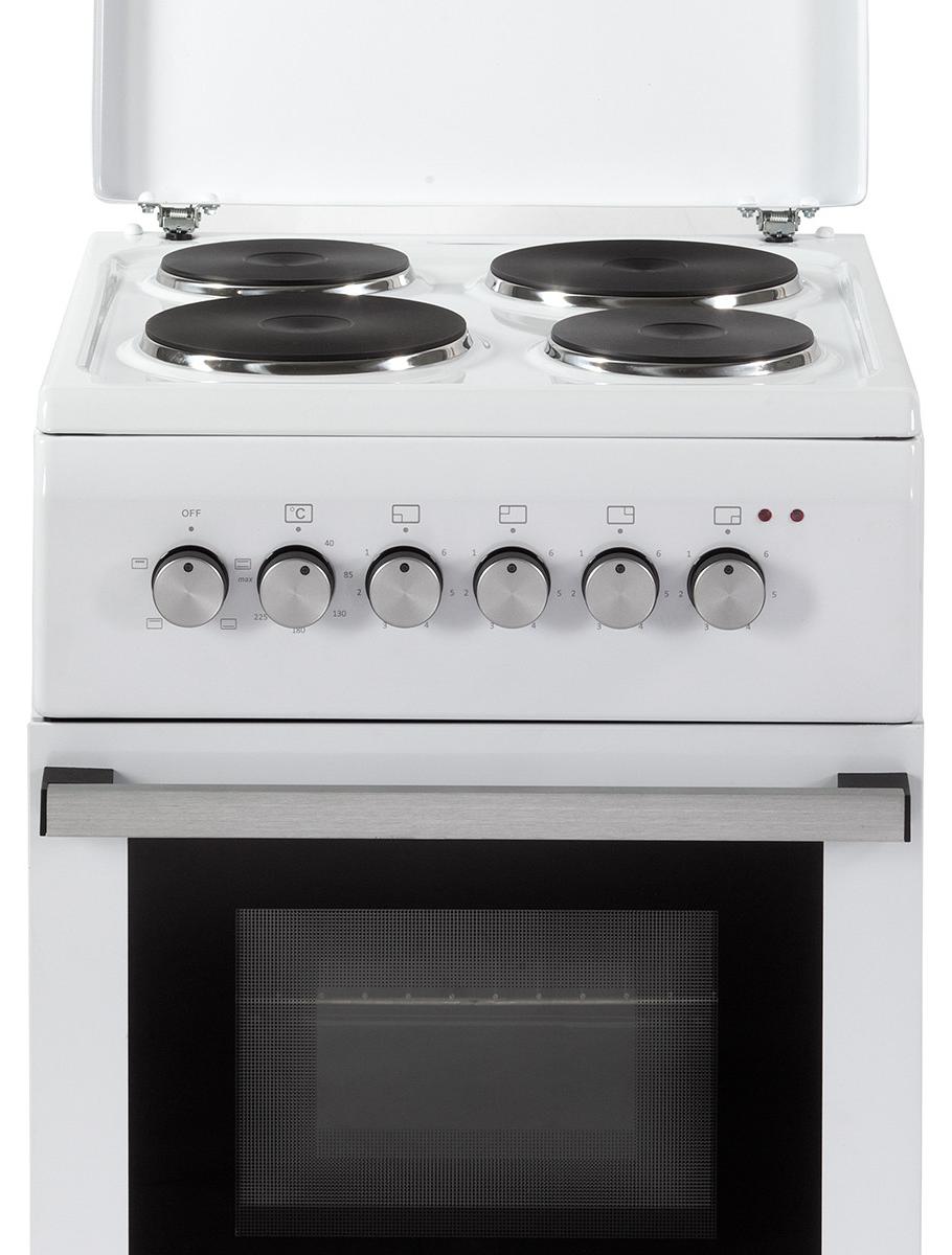 De'Longhi DL554EWP2, freistehender Herd, Weiß, Drehknöpfe, Aluminium, versiegelte Kochfelder, 4 Kochzonen