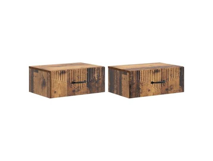 LMTYOENFG 2er Set Wandnachttisch Schwebend Altholz 49x34,5x20 cm Wandhängende Ablage mit Schubfach für Schlafzimmer und Gästezimmer spart wertvolle Bodenfläche und schafft Ordnung.