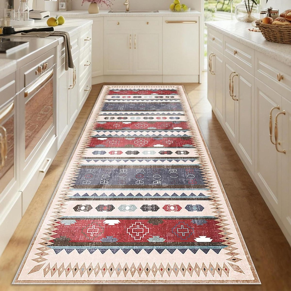 Wasbare Grijs Keuken Runner en Gangtapijt van Polyester - Breedte: 80 cm, Lengte: 400 cm