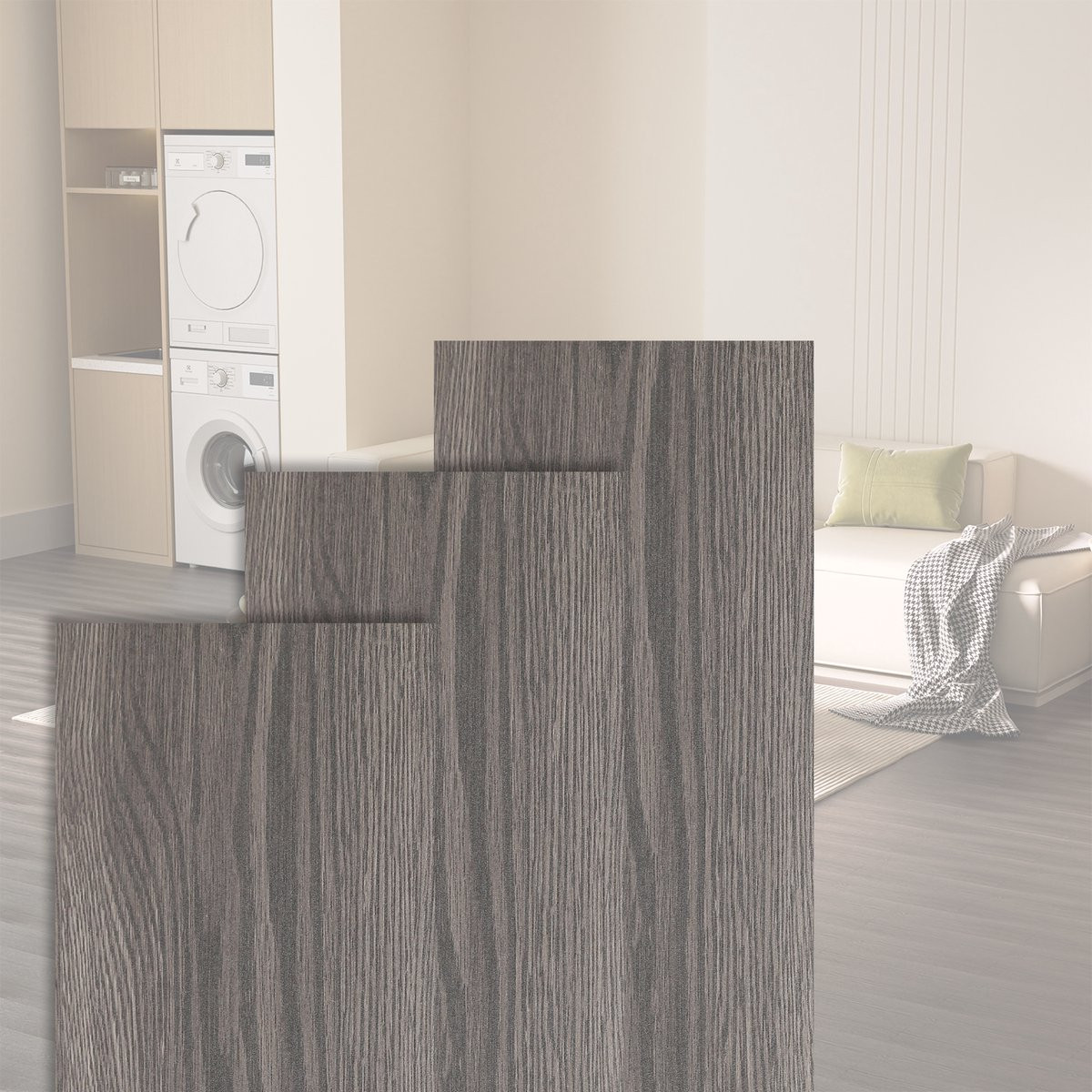 Zelfklevende PVC laminaat set met houtlook, 1 m2, grijs