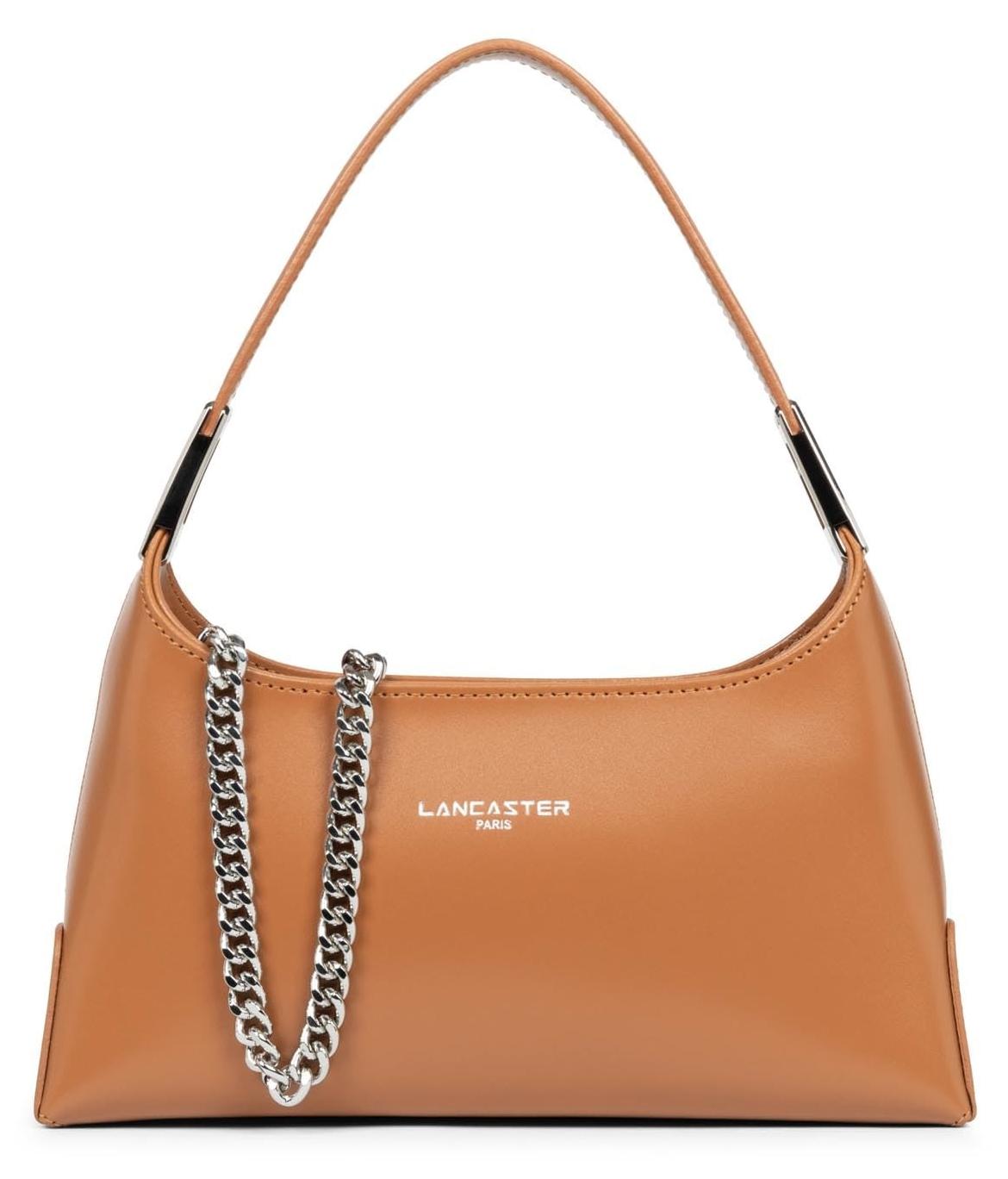 Schultertasche mit Kette in Camel