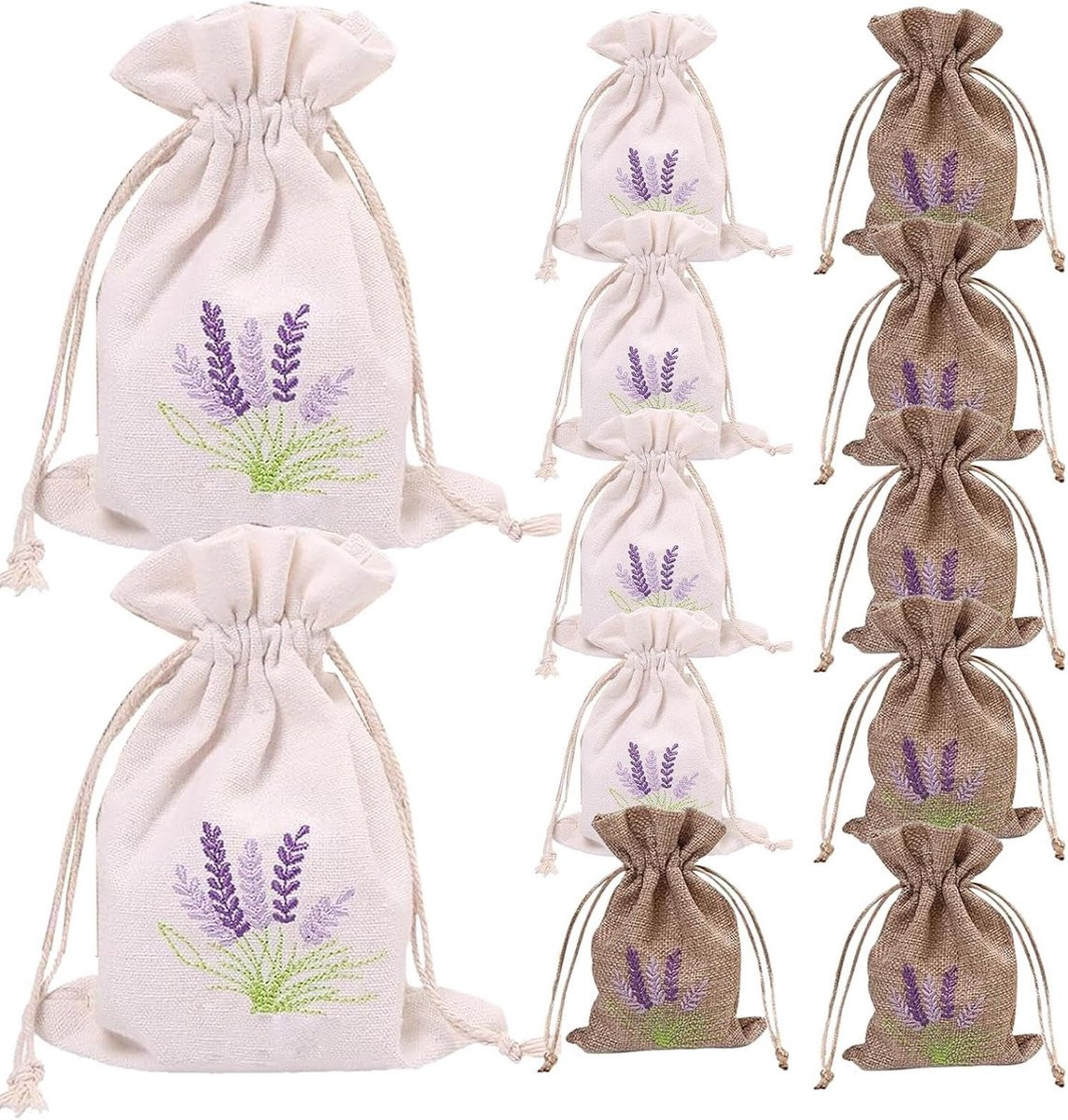 Set van fijn geborduurde stoffen zakjes voor geurbehoud, meerdere kleuren, 10 x 14 cm
