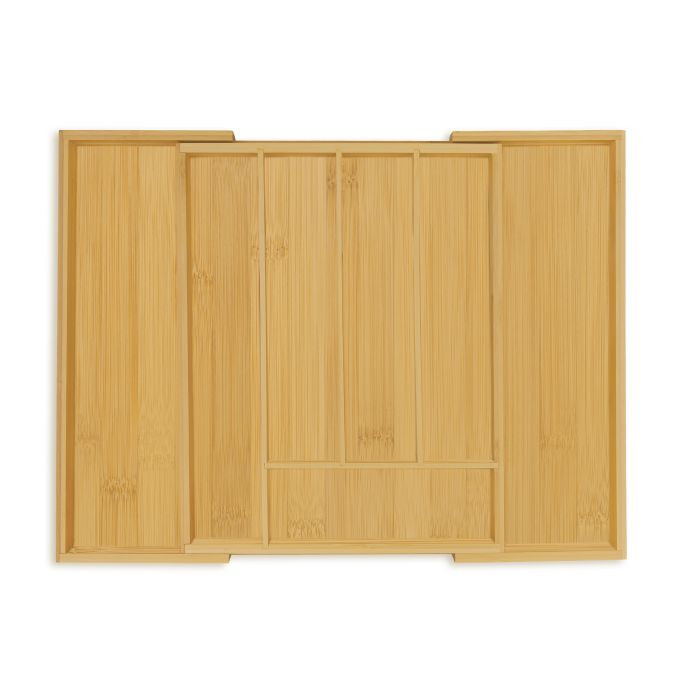 Relaxdays Bestekbak uitschuifbaar, beige/bruin, B: 33,0 cm, D: 47,0 cm