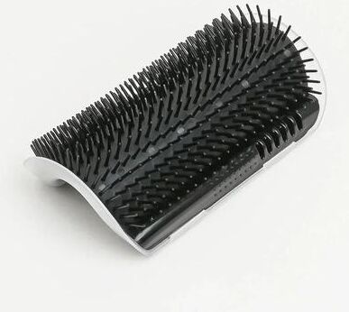 Inspired Finds Cat Corner Grooming Brush Self Cleaning Scratcher Massager black
