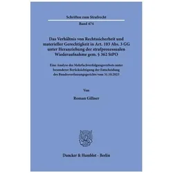 Das Verhältnis von Rechtssicherheit und materieller Gerechtigkeit in Art. 103 Ab, Fachbücher von Roman Gillner