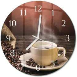 WANDUHR aus Glas Ø30 cm - Kaffee