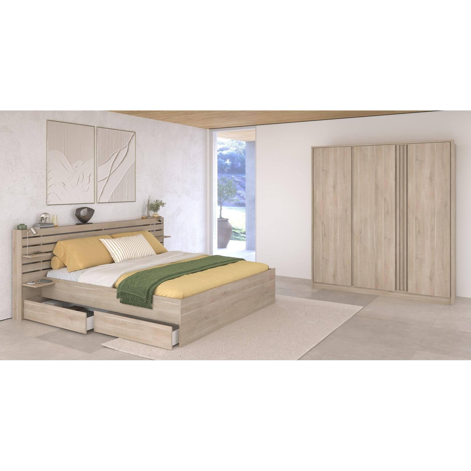 Parisot Schlafzimmer 3-teilig "Escale 24" 160x200 Japanische-Eiche