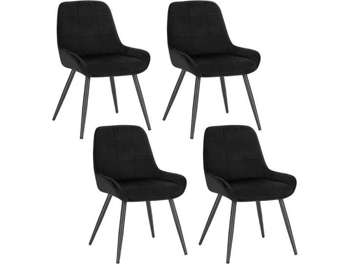 WOLTU Chaises de Salle à Manger Lot de 4 Chaises Relaxantes en Velours Ergonomiques avec Dossier Noir BH331sz-4