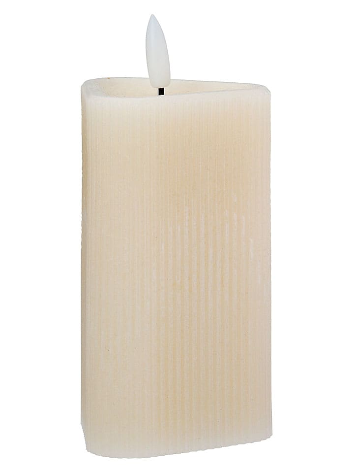 GILDE LED-Kerze "Riffle" in Creme - (B)7 x (H)12,5 x (T)7 cm - onesize