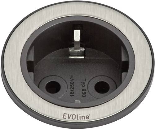 EVOline 159280001100 Einbau-Steckdosenleiste 1fach Edelstahl, Schwarz 1St.