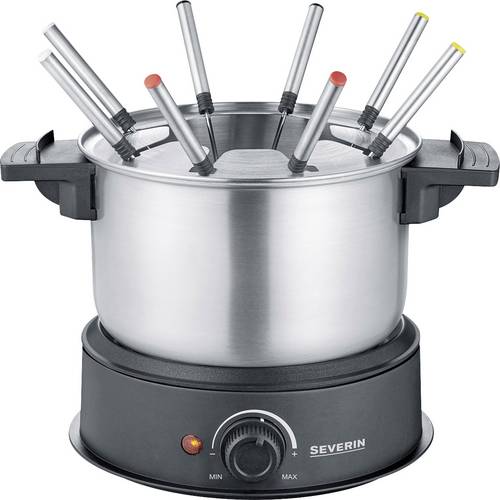 Severin 2470 Fondue 1500 W 8 Fonduegabeln Edelstahl (gebürstet), Schwarz