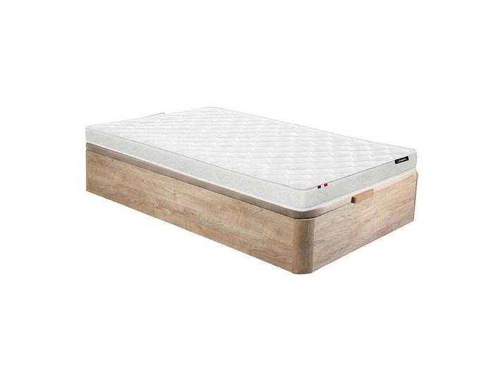 Ensemble 90 x 190 cm sommier coffre naturel clair + matelas mousse ép.15cm - ZEUS de YSMÉE