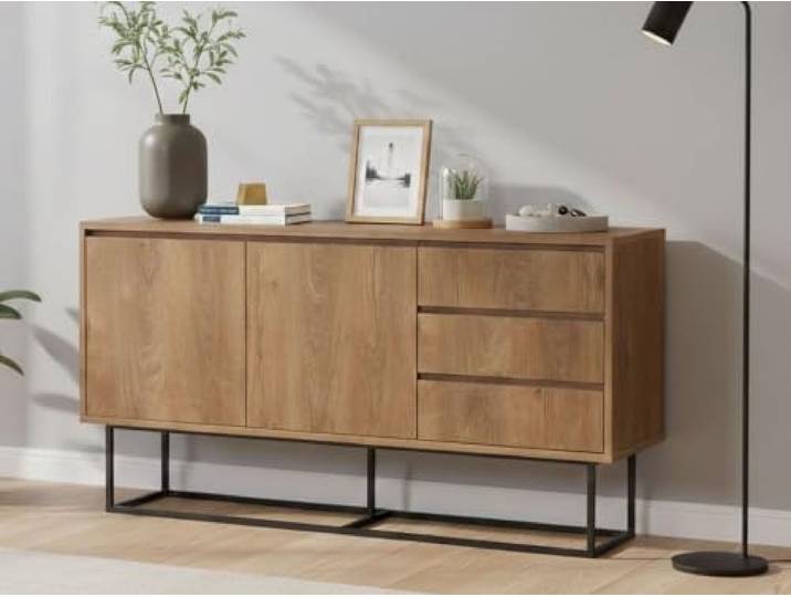 Dmora Konsole Alsafi 140x36x72 cm Braun, EIN Regal, 4 Fächer