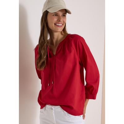 Klassische Bluse CECIL, Damen, Gr. XXL (46), rot (tamarillo rot), Web, 100% Baumwolle, unifarben, normal normal, Rundhals, abgesteppt, Blusen Bluse, aus reiner Baumwolle