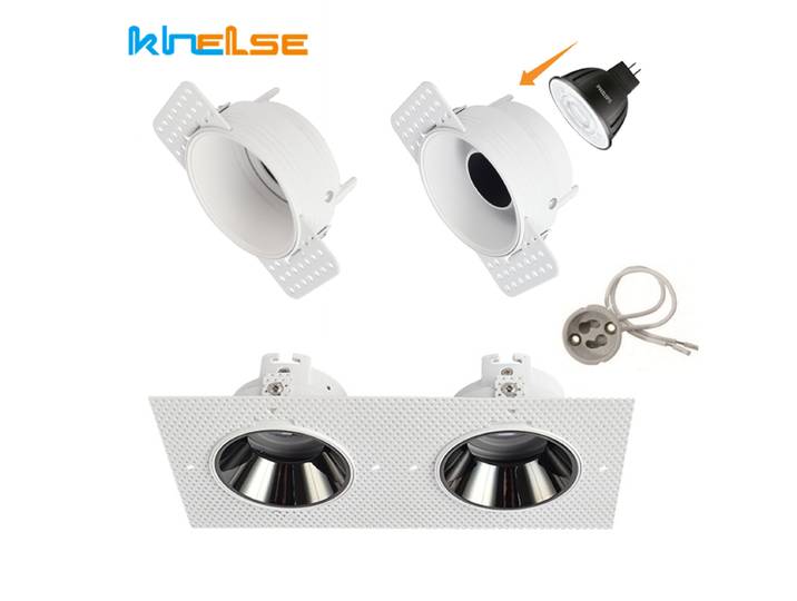 Lot de 5 supports de plafonnier LED encastré sans cadre, réglables, pour spots de plafond, avec douille GU10/MR16