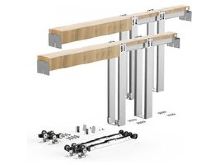 VEVOR Taschentürrahmen-Set 1828,8 mm Schiebetürbeschlag Schiebetürsystem, für Haustüren, Zwei-Wege-Soft-Close-Mechanismus, Leichtgängiges Gleiten, Platzsparend, Verdeckte Montage, Verstellbare Breite