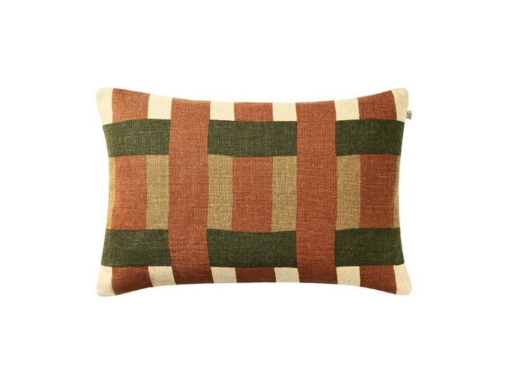 Chhatwal & Jonsson Coussin Benaras Apricot Orange-Khaki-Cactus Green, 40x60 cm