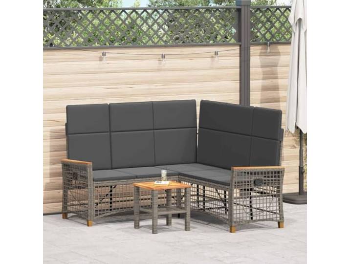 HEFZGDB Garten Liegesofa Set Grau und Dunkelgrau 164 x 164 x 112 cm mit 2 verstellbaren Rückenlehnen und Sitzmöbel Sitzgelegenheit Freizeitmöbel für den Außenbereich