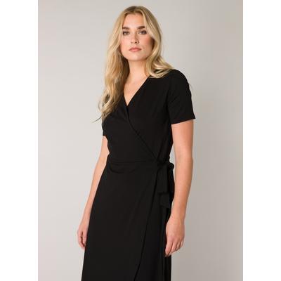 Wickelkleid BASE LEVEL "Yvie", Damen, Gr. 46, N-Gr, schwarz, Jersey, Obermaterial: 94% Viskose, 6% Elasthan, unifarben, figurumspielend ca. Mitte Wade, V-Ausschnitt, abgesteppt, Kleider Wickelkleid, In bequemer, elastischer Qualität
