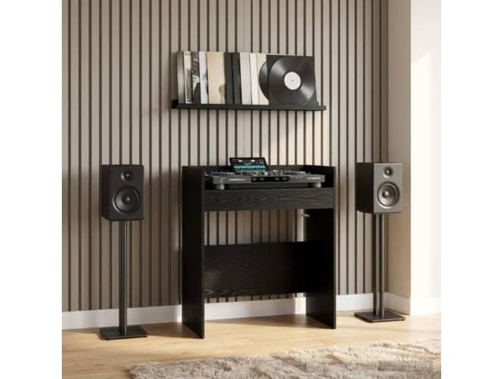 ZXQVLMRS DJ-Tisch, Mischpulttisch für Audio-Equipment, Schwarz Stabile U-Form, Ergonomisch, Einfache Montage, Vielseitig einsetzbar