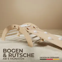 Kindaholz NINA Kletterbogen mit NOAH Rutschrampe Weiß Indoor Kletterset aus FSC ...