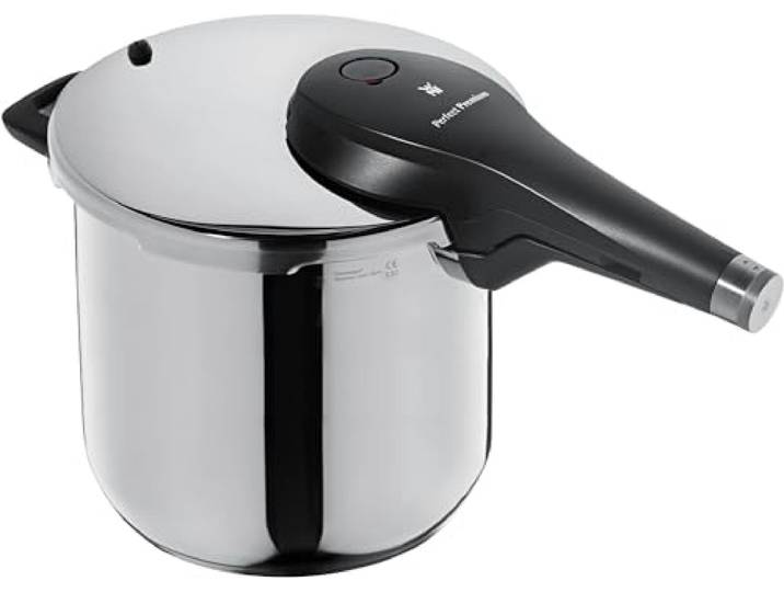 WMF Perfect Premium One Pot Schnellkochtopf Induktion 6,5l, Dampfkochtopf 22 cm, Cromargan Edelstahl poliert, 2 Kochstufen, All-In-One-Drehknopf