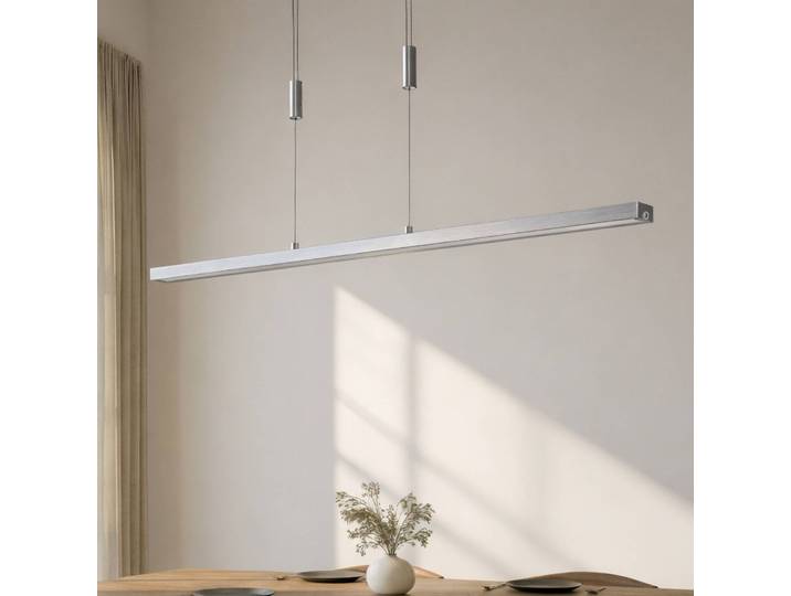 Hängeleuchte Myron Lucande, dimmbar, alu / grau / zink, für Wohn- / Esszimmer, Aluminium, Modern