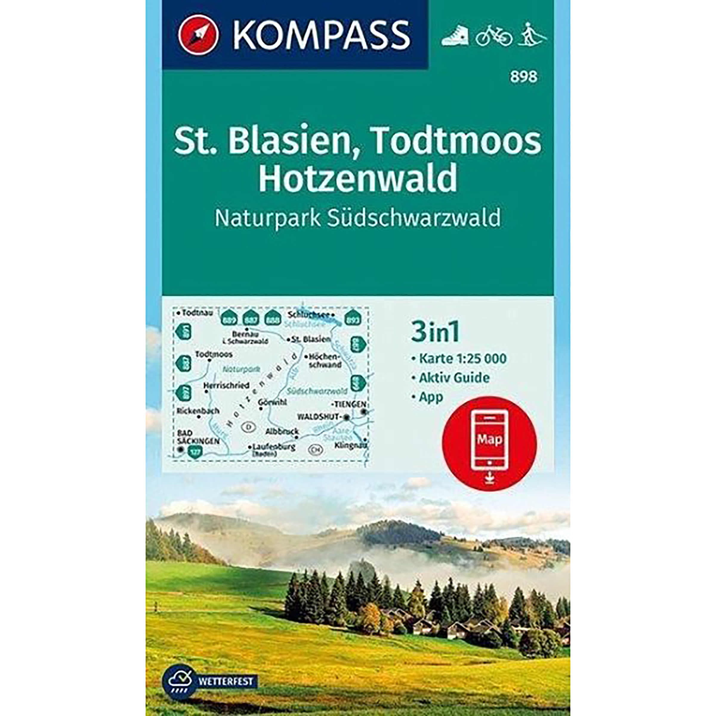 Kompass Verlag WK 898 St. Blasien-Todtmoos-Hotzenwald Topografische Karten tuerkis