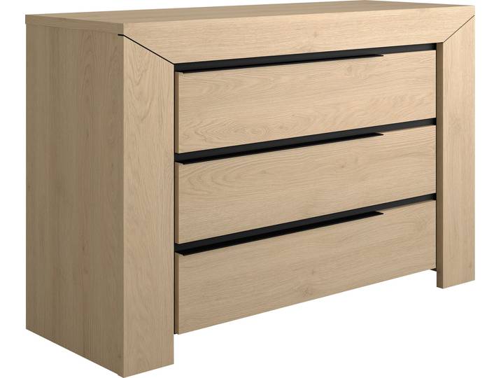 Kombikommode GAMI Kommode 3 Schubladen , braun (kastanie natur), B:123cm H:80cm T:45cm, Holzwerkstoff, Sideboards, Kombikommode, In 2 Farben erhältlich
