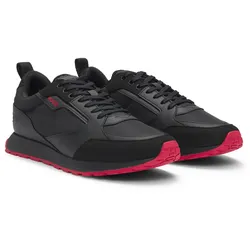 HUGO Herren Sneaker - Icelin Runn pumf, Turnschuhe, Schnürung, Materialmix Schwarz / EU 45